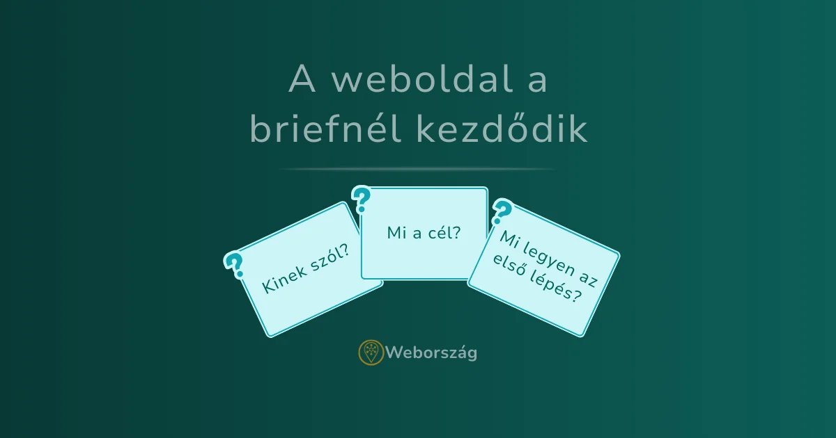 Webország bejegyzéskép: A weboldal a briefnél kezdődik – briefkérdéseket ábrázoló kártyákkal